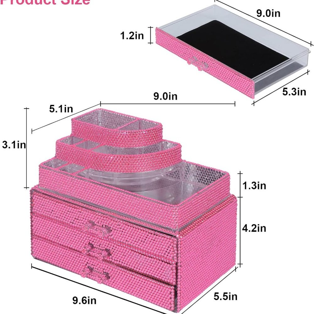 NWT Sparkling Bling Swarovski Crystal Rhinestone Cosmetic Organizer Jewe… - Picture 16 of 16